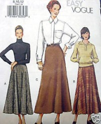7341 VOGUE FLARE TO LONGER A-SKIRT EZ PATTERN 8-12, 14-18 CHOICE UNCUT
